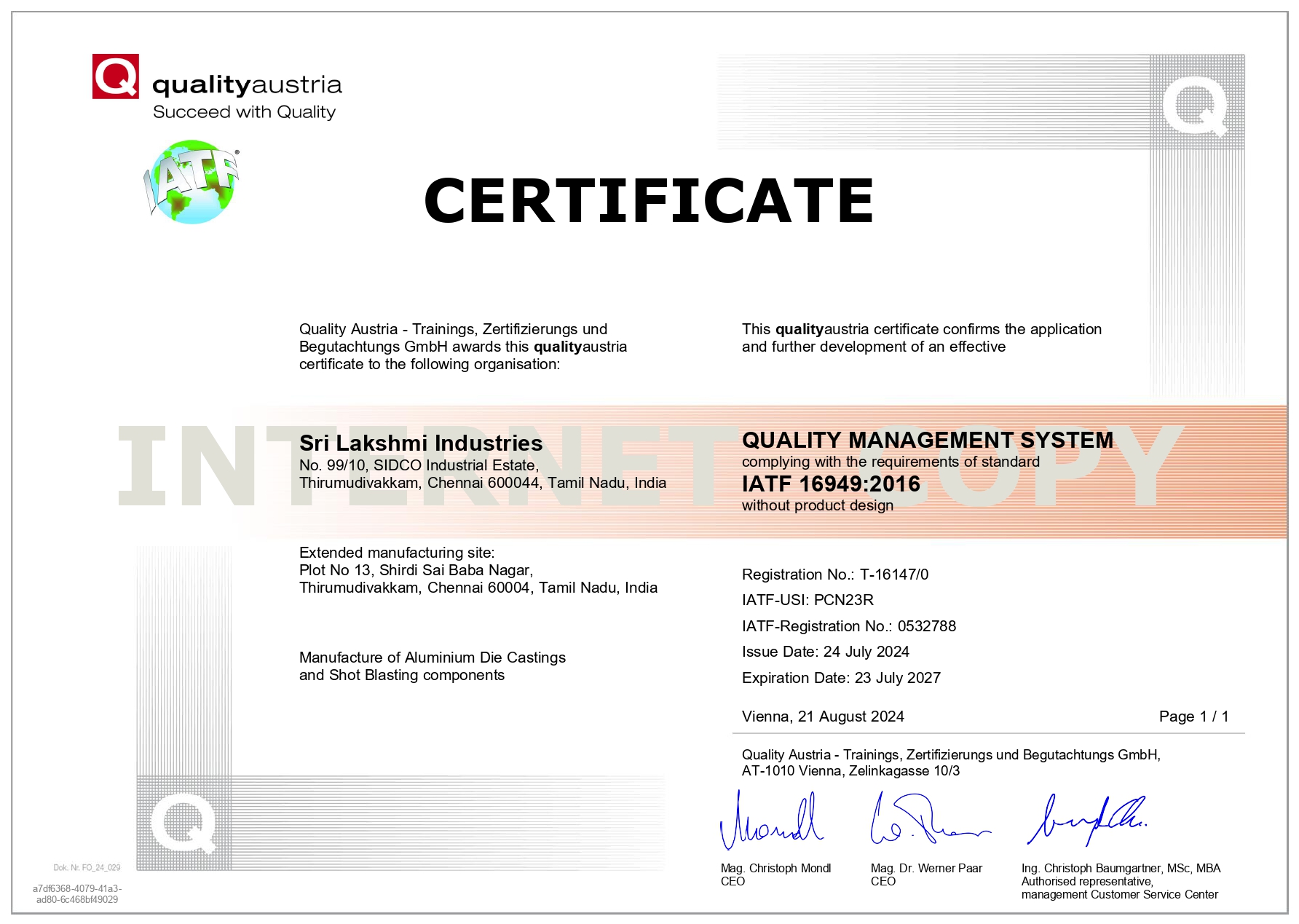 IATF 16949 Certification